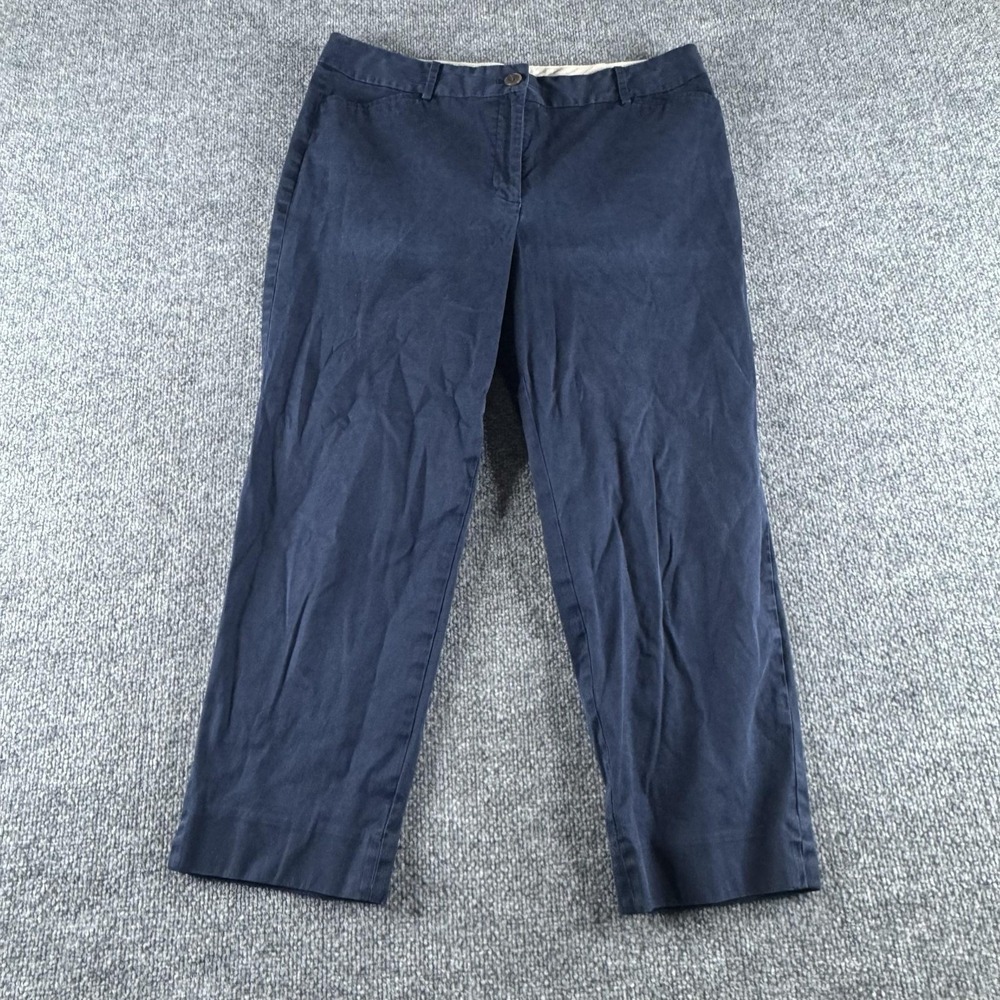 Talbots Pants Womens 12 Blue The Perfect Crop Twill Straight Ankle Pockets